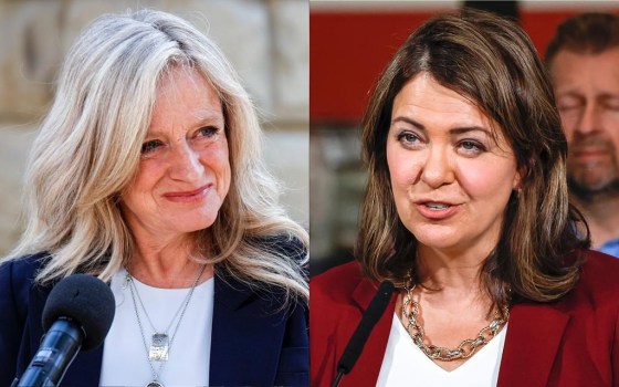 NDP Leader Rachel Notley (left) and United Conservative Party Leader Danielle Smith (Jeff McIntosh / The Canadian Press files)