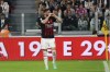 AC Milan's Olivier Giroud celebrates scoring his side's opening goal during the Serie A soccer match between Juventus and AC Milan at the Turin Allianz stadium, Italy, Sunday, May 28, 2023. (Tano Pecoraro/LaPresse via AP)