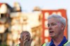 Davenport Mayor Mike Matson gives an update to media, residents and onlookers after a partial building collapse on the 300 block of Main Street, Sunday, May 28, 2023, in Davenport, Iowa. (Nikos Frazier/Quad City Times via AP)