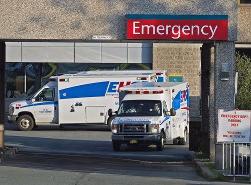 As wildfires continue to rage in Nova Scotia officials are cautioning people to be aware of the risks caused by smoke in the air. Ambulances&nbsp;are seen at the Dartmouth General Hospital in Dartmouth, N.S. on July 4, 2013. THE CANADIAN PRESS/Andrew Vaughan