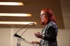 President and CEO of CBC/Radio-Canada Catherine Tait speaks during a panel discussion in Ottawa, on Thursday, Dec., 1, 2022. The head of Canada's public broadcaster will remain in her role for another 18 months, after her contract was extended by the federal heritage minister. THE CANADIAN PRESS/Spencer Colby