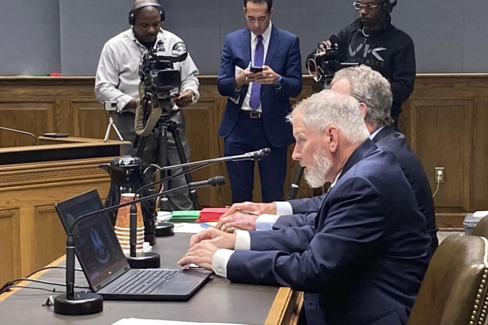 FILE - Former Louisiana State Police Col. Kevin Reeves, the head of the police at the time of the violent 2019 arrest of Ronald Greene, testifies Tuesday, March 15, 2022, before a legislative panel that has opened an