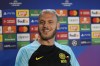 Inter Milan's Federico Dimarco smiles before the press conference during a media day ahead of the Champions League soccer final, at the Suning training center, in Appiano Gentile, northern Italy, Monday, June 5, 2023. Inter Milan will play a Champions League final against Manchester City in Istanbul, Turkey, next Saturday, June 10. (AP Photo/Antonio Calanni)