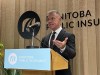 Ward Keith, board chair of Manitoba Public Insurance, speaks to reporters Tuesday, June 6, 2023. Keith provided details about changes at the Crown corporation, including the departures of some senior executives. THE CANADIAN PRESS/Steve Lambert
