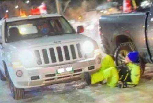 Zegarac hit one man with the front driver’s side of his vehicle, knocking him to the ground. That man was taken to hospital with injuries to his head and arm and released. (Twitter)