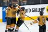 Abbie Parr / The Associated Press
                                Vegas Golden Knights blue-liner Zach Whitecloud second from left) celebrates his goal against the Florida Panthers on Saturday with Ivan Barbashev, Nicolas Hague (left) and Jack Eichel (right).