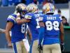 THE CANADIAN PRESS/John Woods
                                Winnipeg Blue Bombers quarterback Zach Collaros (8) and Nic Demski (10) celebrate Demski’s touchdown against the Hamilton Tiger-Cats during first half CFL action in Winnipeg Friday.
