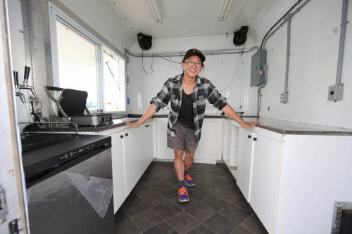 RUTH BONNEVILLE / WINNIPEG FREE PRESS
                                Stephen Kang is in the process of retrofitting a trailer for his Prairie Solar Cafe food truck, which he hopes to get rolling by summer&rsquo;s end.