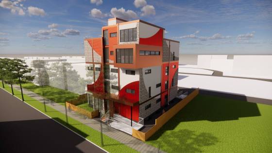 The University of Winnipeg Community Renewal Corp. hopes to transform two lots in West Broadway to provide a 15-unit building for women and children who have experienced gender-based violence. (City of Winnipeg / Architects at Play)