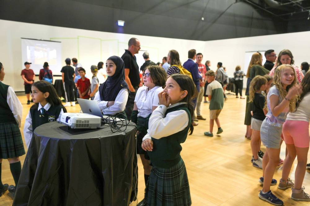 RUTH BONNEVILLE / WINNIPEG FREE PRESS
Students gathered at the Canadian Museum for Human Rights Tuesday to showcase their projects through the Level-Up Winnipeg building challenge.
