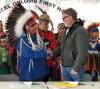 MARTIN CASH / WINNIPEG FREE PRESS
                                Christopher Colomb (left) chief of Marcel Colomb First Nation and John McCluskey CEO of Alamos Gold after signing an impact benefit agreement for the community to participate in the $500 million development of open pit gold mines near the reserve outside Lynn Lake, Man.