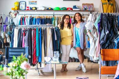 MIKAELA MACKENZIE / WINNIPEG FREE PRESS
                                Owner Blue Patriarca, right, and her mother, Rowena Patriarca, at The Jar vintage shop in the Exchange District.