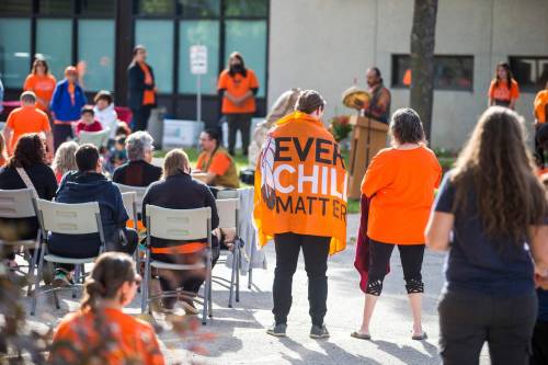 Mikaela MacKenzie / Winnipeg Free Press files
                                People gather outside Ma Mawi Wi Chi Itata as part of National Truth and Reconciliation Day events in 2022.