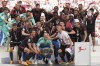 Bayern Munich players celebrate winning the German championship after the German Bundesliga soccer match between 1.FC Cologne and FC Bayern Munich in Cologne, Germany, Saturday, May 27, 2023. (AP Photo/Matthias Schrader)