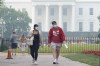 People walk near the White House in Washington, Thursday, June 8, 2023, as smoke from Canadian wildfires obscures the view. Air quality alerts in Washington, D.C., reached “code purple” status today, one notch below the “maroon” levels in neighbouring Baltimore. THE CANADIAN PRESS/AP-Susan Walsh