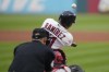 Cleveland Guardians' Jose Ramirez hits a home run against the Boston Red Sox during the first inning of a baseball game Thursday, June 8, 2023, in Cleveland. (AP Photo/Sue Ogrocki)