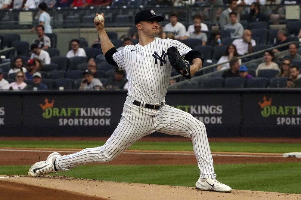 New York Yankees' Clarke Schmidt during the first inning of a baseball game against the Boston Red Sox, Sunday, June 11, 2023, in New York. (AP Photo/Bebeto Matthews)