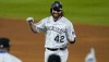 FILE - Colorado Rockies pinch-hitter Daniel Murphy celebrates after his walkoff RBI-single off San Diego Padres relief pitcher Craig Stammen in the ninth inning of a baseball game Aug. 29, 2020, in Denver. Murphy is joining the Los Angeles Angels on a minor league contract, the next step in a surprising comeback bid by the three-time All-Star. (AP Photo/David Zalubowski, File)