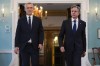 Secretary of State Antony Blinken, right, and NATO Secretary General Jens Stoltenberg arrive to speak at the State Department in Washington, Tuesday, June 13, 2023. (AP Photo/Carolyn Kaster)