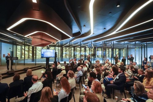 Former New York City Mayor Michael Bloomberg speaks at the Perelman Performing Arts Center during a news conference to announce the center's inaugural season events calendar, Wednesday, June 14, 2023, in New York. (AP Photo/John Minchillo)