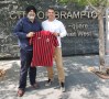 This undated photo shows Canadian entrepreneur Steve Nijjar (right) alongside Brampton Deputy Mayor Harkirat Singh, holding a Racing Madrid jersey. Nijjar is co-owner of the Spanish side, which he hopes to help rise up from the lower tiers of Spanish soccer. Nijjar used to own the semi-pro Brampton Hitmen soccer team. THE CANADIAN PRESS/HO