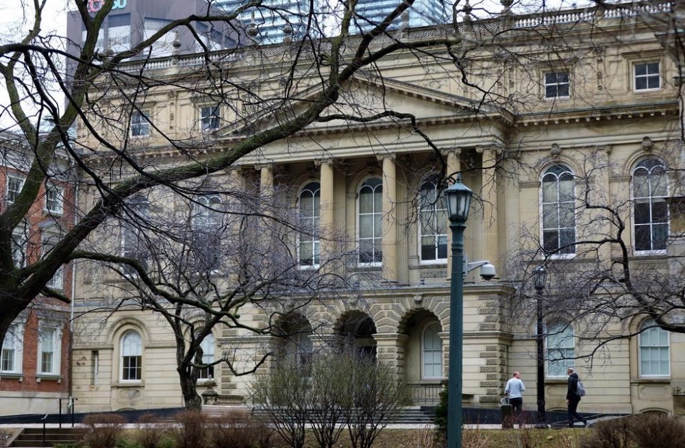 Justice of the Peace Julie Lauzon is being returned to the bench following a Court of Appeal ruling in her favour finding the punishment she received for writing a 2016 column criticizing Canada's bail system was unjust. The Ontario Court of Appeal is seen in Toronto on Monday, April 8, 2019. THE CANADIAN PRESS/Colin Perkel