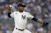 New York Yankees pitcher Domingo German throws against the Boston Red Sox during the third inning of a baseball game Saturday, June 10, 2023, in New York. (AP Photo/Adam Hunger)