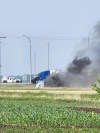 A crash, as shown in this handout image provided by Nirmesh Vadera, has closed a section of the Trans-Canada Highway near Carberry, Manitoba on Thursday June 15, 2023. RCMP say 15 people are dead and 10 are in hospital after a bus carrying people from Dauphin, Man., many of them seniors, collided with a semi truck. THE CANADIAN PRESS/HO-Nirmesh Vadera
**MANDATORY CREDIT **