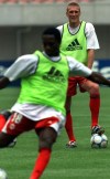 Canadian national team's defender Jason Devos watches a teammate during aworkout at Niigata Stadium in Niigata, Japan, Wednesday, May 30, 2001.The Canadian men take on the defending champion U.S. in Sunday's CONCACAF Nations League final, looking for their first trophy in 23 years. If they need to know what hoisting a trophy is like they don't have far to go. Jason deVos, Canada's Soccer's interim general secretary, captained Canada on its unlikely road to the 2000 Gold Cup.&nbsp;THE CANADIAN PRESS/AP-Junji Kurokawa