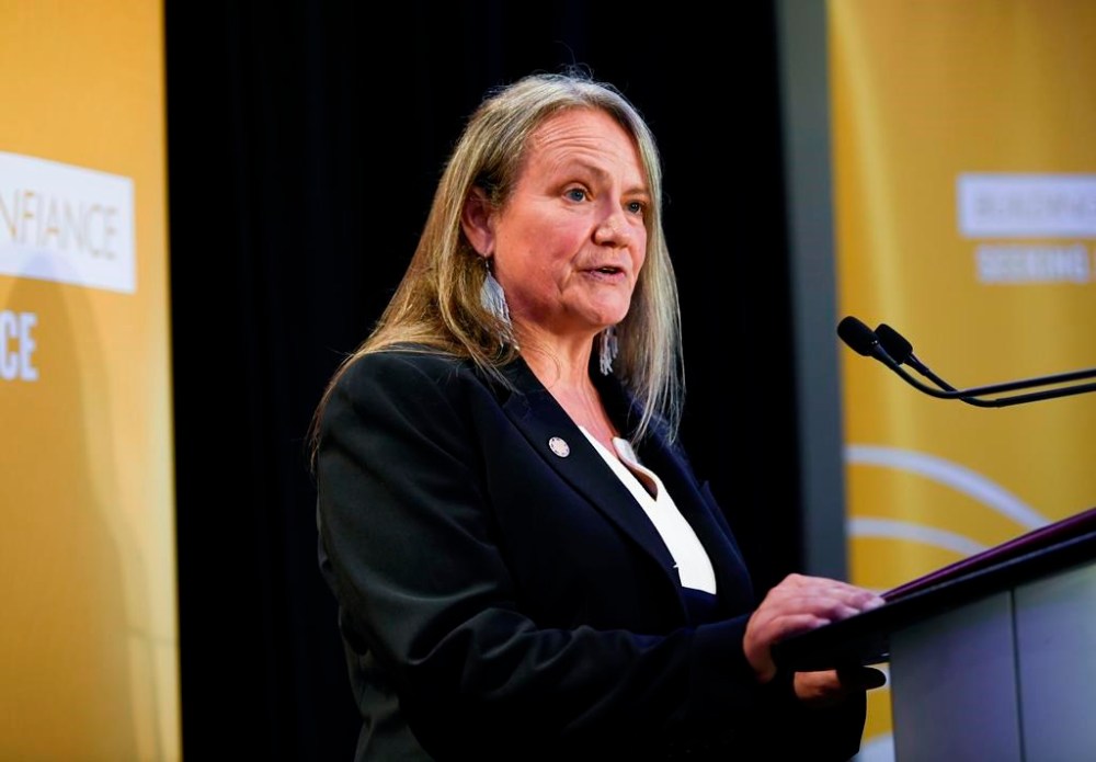 Kimberly Murray speaks after being appointed as Independent Special Interlocutor for Missing Children and Unmarked Graves and Burial Sites associated with Indian Residential Schools, at a news conference in Ottawa, on Wednesday, June 8, 2022. Murray says