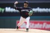 Minnesota Twins starting pitcher Jose De Leon (87) delivers during the first inning of a baseball game against the Detroit Tigers, Saturday, June 17, 2023, in Minneapolis. (AP Photo/Abbie Parr)