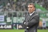 FILE - Celtic manager Brendan Rodgers looks on, during the Europa League group B soccer match between FC Salzburg and Celtic FC in the Arena in Salzburg, Austria, Thursday, Oct. 4, 2018. Rodgers has secured a return to Celtic, 4 1/2 years after leaving the Scottish champions in the middle of the season to take charge of English club Leicester. The appointment of Rodgers was announced on Monday, June 19, 2023, amid some misgivings from Celtic fans at the way he left in February 2019 — just when the team was on course to win the Scottish title. (AP Photo/Kerstin Joensson, File)