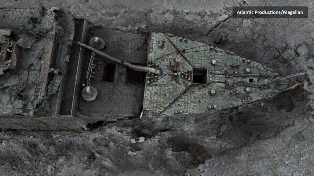 In this grab taken from a digital scan released by Atlantic/Magellan on Thursday, May 18, 2023, a view of the bow of the Titanic, in the Atlantic Ocean, created using deepsea mapping. THE CANADIAN PRESS/AP-HO, Atlantic/Magellan