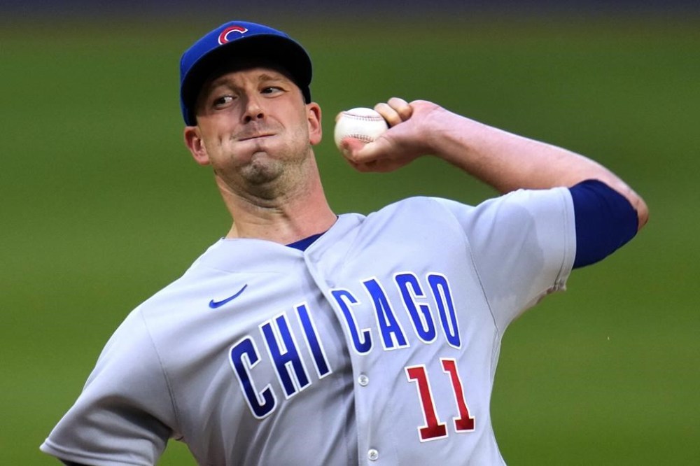 Chicago Cubs starting pitcher Drew Smyly delivers during the first inning of a baseball game against the Pittsburgh Pirates in Pittsburgh, Monday, June 19, 2023. (AP Photo/Gene J. Puskar)