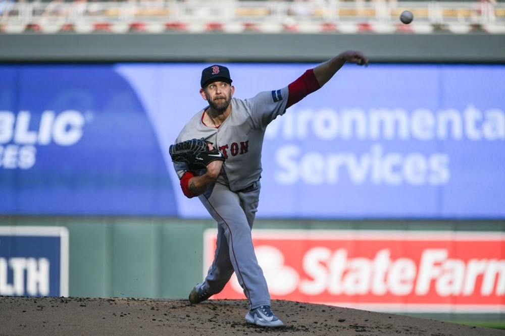 Boston Red Sox pitcher James Paxton throws against the Minnesota Twins during the first inning of a baseball game, Monday, June 19, 2023, in Minneapolis. (AP Photo/Craig Lassig)