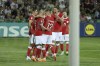 Poland's Robert Lewandowski celebrates after scoring his side's second goal during the Euro 2024, group E, qualifying soccer match between Moldova and Poland at Zimbrul stadium in Chisinau, Moldova, Tuesday, June 20, 2023.(AP Photo/Aurel Obreja)