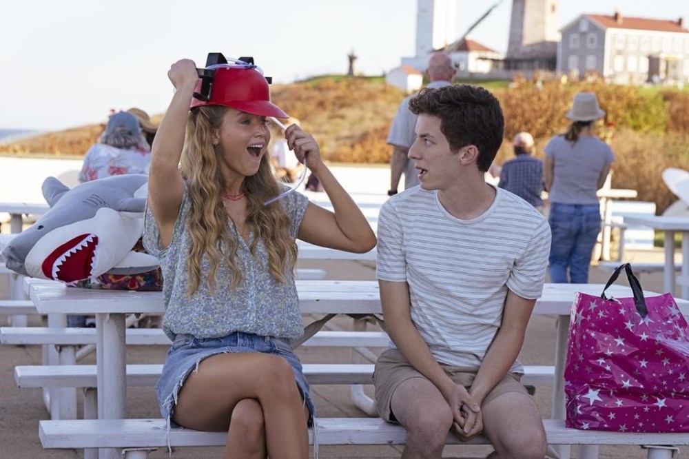 This image released by Sony Pictures shows Jennifer Lawrence, left, and Andrew Barth Feldman in a scene from