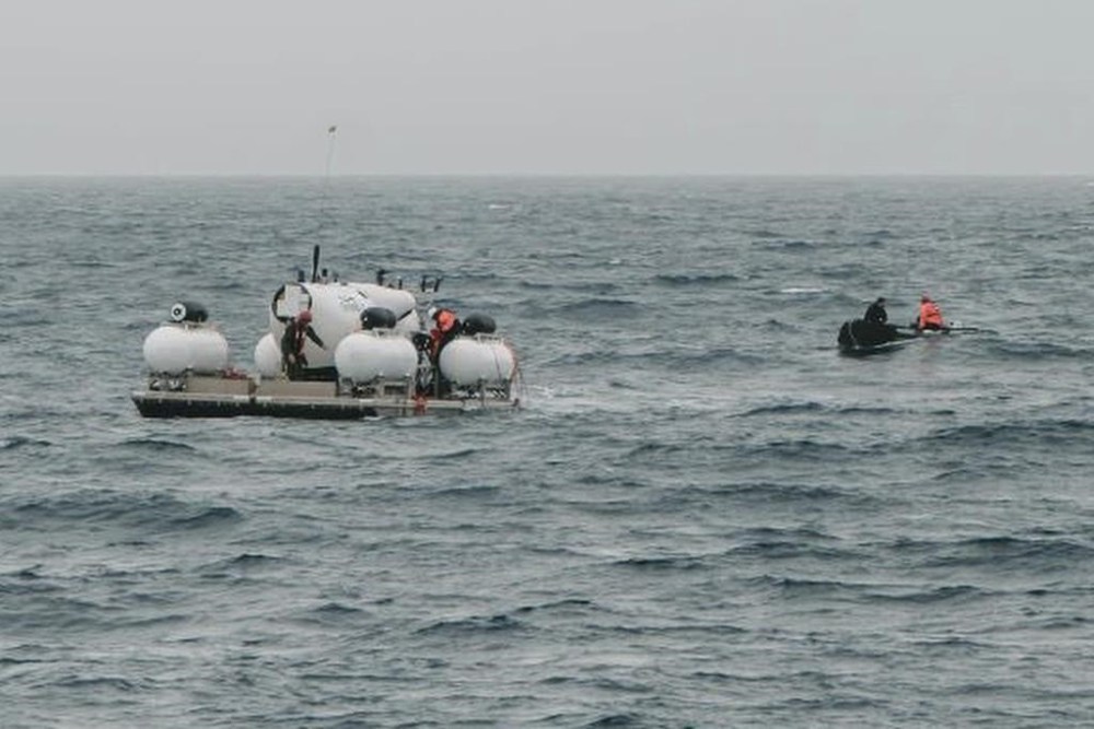 FILE - In this image released by Action Aviation, the submersible Titan is prepared for a dive into a remote area of the Atlantic Ocean on an expedition to the Titanic on Sunday, June 18, 2023. (Action Aviation via AP, File)