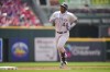 Colorado Rockies' Elehuris Montero runs the bases after hitting a solo home run during the second inning of a baseball game against the Cincinnati Reds in Cincinnati, Wednesday, June 21, 2023. (AP Photo/Aaron Doster)