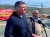 Sean Leet, left, chairman of Horizon Maritime Services, stands with Chief Mi'sel Joe of the Miawpukek First Nation, at a news conference at the harbour in St. John's, Wednesday, June 21, 2023. Underwater noises described as “banging” have been heard in an area of the Atlantic where a submersible disappeared three days ago near the wreck of the Titanic, search officials confirmed Wednesday. THE CANADIAN PRESS/Sarah Smellie