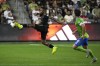 Los Angeles FC defender Diego Palacios, left, kicks the ball as Seattle Sounders forward Heber chases during the second half of a Major League Soccer match Wednesday, June 21, 2023, in Los Angeles. (AP Photo/Mark J. Terrill)