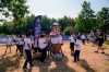 Clark, Chicago Cubs mascot welcomes school kids at the MLB First Pitch Festival, at the Queen Elizabeth Olympic Park, in London, Thursday, June 22, 2023. Britain's relative success at the World Baseball Classic and the upcoming series between the Chicago Cubs and St. Louis Cardinals has increased London's interest about baseball. The sport's governing body says it has seen an uptick in interest among kids. (AP Photo/Alberto Pezzali)