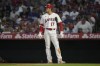 Los Angeles Angels' Shohei Ohtani (17) waits to bat during the sixth inning of a baseball game against the Los Angeles Dodgers in Anaheim, Calif., Wednesday, June 21, 2023. (AP Photo/Ashley Landis)