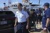 U.S. Coast Guard Rear Adm. John Mauger, commander of the First Coast Guard District, left, steps away from the media at the conclusion of a news conference, Thursday, June 22, 2023, at Coast Guard Base Boston in Boston. The U.S. Navy has confirmed its acoustic sensors detected “an anomaly consistent with an implosion” in the area where the doomed submersible Titan was operating when it lost contact with surface vessels on Sunday. THE CANADIAN PRESS/AP/Steven Senne