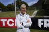 Head coach of the Brazilian women's soccer team, Pia Sundhage, gives an interview at the Granja Comary training center, as she prepares her team for the FIFA Women's World Cup tournament in Teresopolis, Brazil, Friday, June 23, 2023. (AP Photo/Silvia Izquierdo)