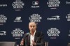 MLB Commissioner, Robert Manfred, speaks during a press conference during a workout day ahead of the MLB London Series Match between the St. Louis Cardinals and Chicago Cubs at the London Stadium, London, Friday June 23, 2023. (Zac Goodwin/PA via AP)