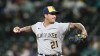 FILE - Milwaukee Brewers relief pitcher Matt Bush throws against the Seattle Mariners during a baseball game Monday, April 17, 2023, in Seattle. Brewers reliever Matt Bush has been activated after missing two months with an injury to his right rotator cuff. The Brewers activated the right-hander Friday, June 23, before opening a three-game series at Cleveland. (AP Photo/Lindsey Wasson, File)