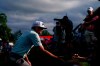 Keegan Bradley greets fans as he leaves the 18th green during the third round of the Travelers Championship golf tournament at TPC River Highlands, Saturday, June 24, 2023, in Cromwell, Conn. (AP Photo/Frank Franklin II)