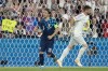 Croatia's Luka Modric reacts after scoring during a penalty shootout at the end of the Nations League final soccer match between Croatia and Spain at De Kuip stadium in Rotterdam, Netherlands, Sunday, June 18, 2023. Spain won 5-4 in a penalty shootout after the match ended tied 0-0. (AP Photo/Peter Dejong)