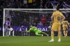 Valladolid's Cyle Larin scores his side second goal on a penalty kick during Spanish La Liga soccer match between Valladolid and FC Barcelona at the Jose Zorrilla stadium in Valladolid, Spain, Tuesday, May 23, 2023. Spanish soccer club Real Valladolid say they have signed Canadian forward Larin until June 30, 2025.THE CANADIAN PRESS/AP/Manu Fernandez